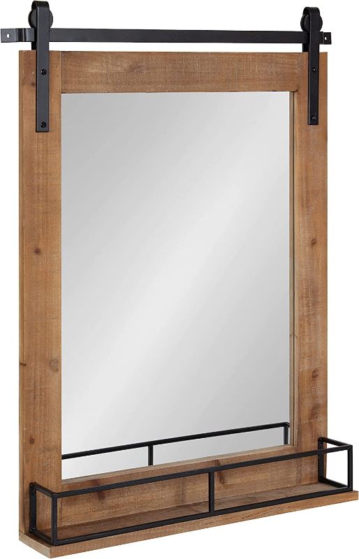 Photo 1 of Kate and Laurel Cates Farmhouse Vertical Mirror with Shelf, 24 x 31, Rustic Brown, Decorative Rustic Wall Mirror with Functional Shelf for Storage and Display
