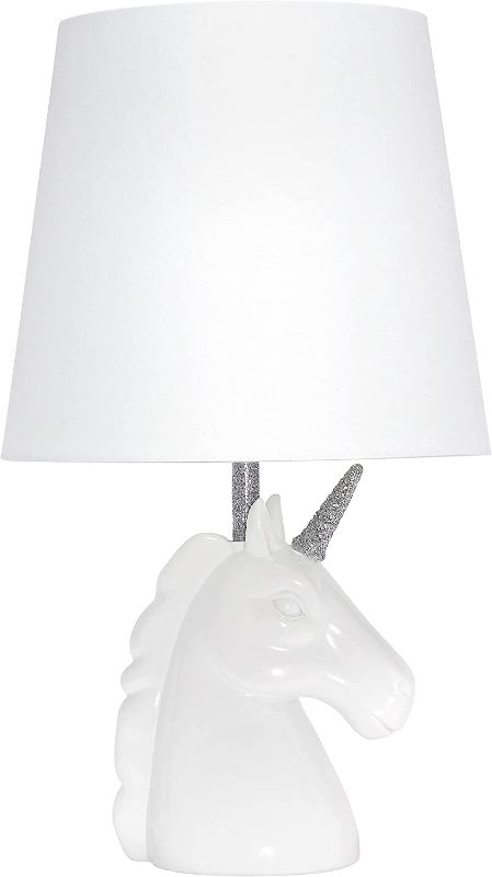 Photo 1 of Simple Designs LT1078-SLV Sparkling Glitter Unicorn Table Lamp, Silver
