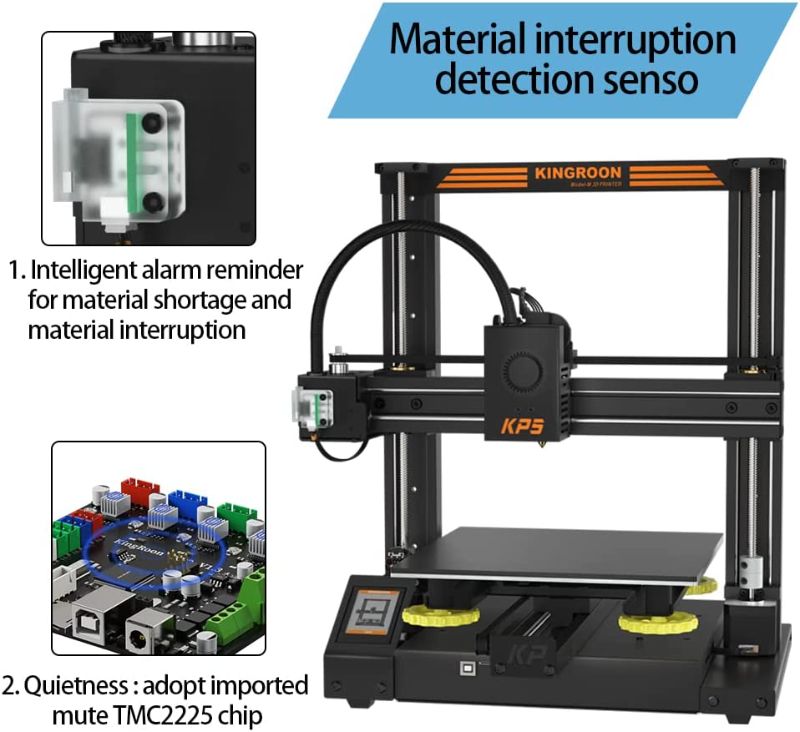 Photo 1 of Kingroon KP5L 3D Printers XYZ Axis Adopts Dual-axis Linear Guide Structure Premium Titan Extruder FDM 3D Printer with TMC2225 32-bit Silent Mainboard,Print Size 11.8 x 11.8 x 12.9 inch
