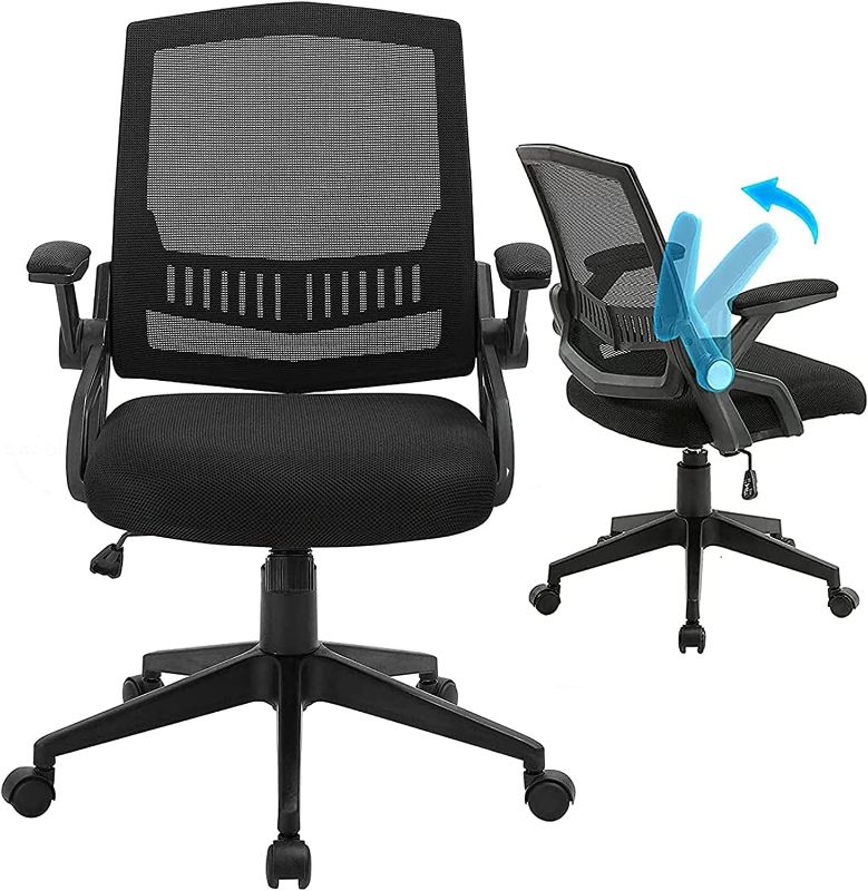 Photo 1 of ANACCI Office Chair, Desk Chair with 5 Years Warranty, Mid-Back Computer Chair with Ergonomic Backrest & Soft Seat for Pain Back, Swivel Task Chairs for Heavy People (Morden, Black)
