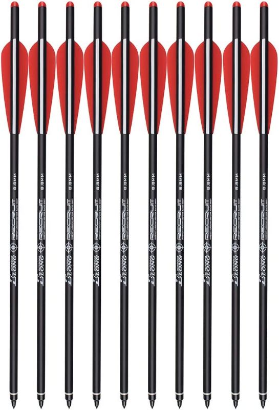 Photo 1 of Carbon Crossbow Bolts 16 18 20 Inch Hunting Archery Arrows with 4" Vanes Replaced Arrowhead Tip (Pack of 12)
