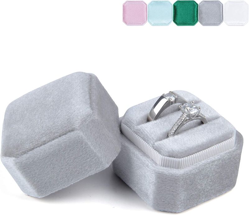 Photo 1 of Actume Ring Bearer Box- Gorgeous Vintage Double Ring Display - Bring Lucky Jewelry Box with Removable Cover for Proposal, Engagement, Wedding, Ceremony