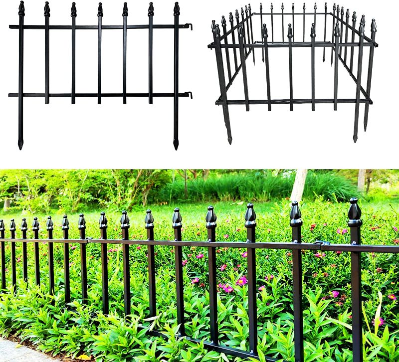 Photo 1 of **OPENED**
Thealyn Metal Decorative Garden Fence 22" Wide x 18" High (5 Panels, Total Length 9.17 feet), Metal Border Folding Fence, Landscape Fencing for Flower Bed, Trees, Animal Barrier (Black)
