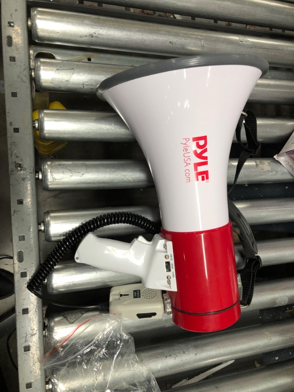 Photo 5 of *NOT FUNCTIONAL**
Portable Megaphone Speaker PA Bullhorn - Built-in Siren, 50W Adjustable Volume Control & 1200 Yard Range - Ideal for Any Outdoor Sports, Cheerleading Fans & Coaches or for Safety Drills - Pyle PMP52BT