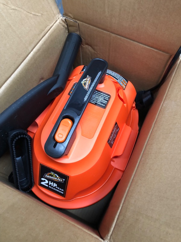 Photo 4 of **OPENED**
Armor All, AA255 , 2.5 Gallon 2 Peak HP Wet/Dry Utility Shop Vacuum , Orange
