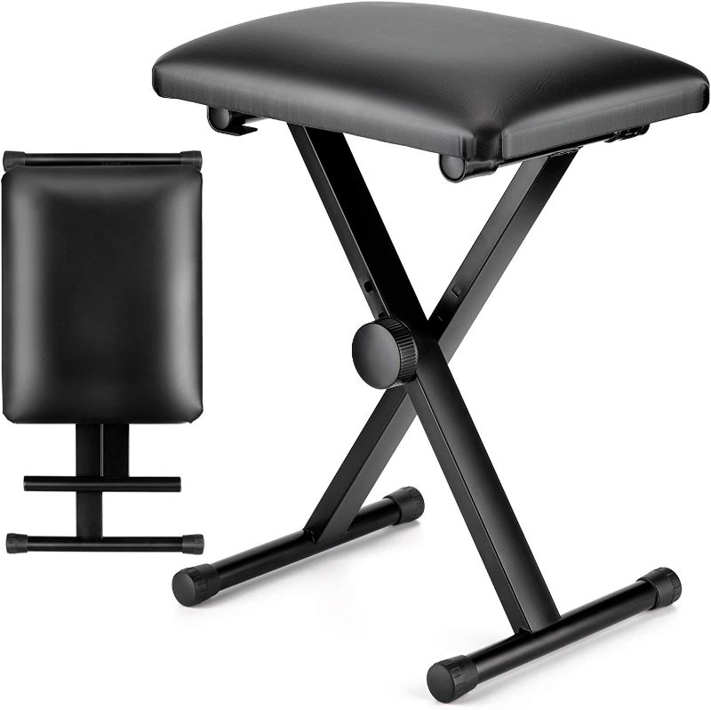 Photo 1 of CAHAYA Piano BenchX-Style Adjustable Height Keyboard Bench Padded Keyboard Stool Chair Seat for Electronic Digital Keyboards Pianos Black CY0257
