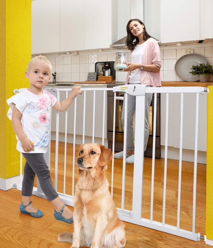 Photo 1 of Baby Gates for Doorways and Stairs Adjustable 30-51.5 inches Walk Through Baby Gate with Door,Dog Gates for The House Indoor Safety Gates for Kids or Pets Pressure Mounted Extra Wide Metal Auto Close
