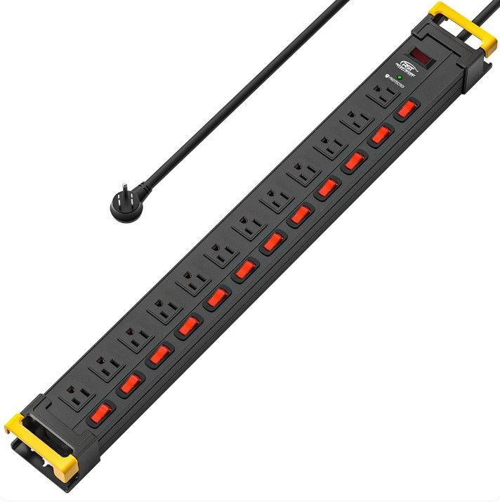 Photo 1 of (Damaged - Parts Only) CRST 12-Outlets 9 ft. Heavy Duty Surge Protector Power Strip 15A
