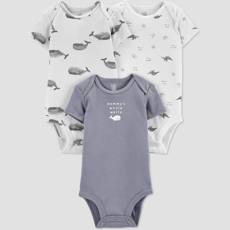 Photo 1 of 9 M - Baby Boys' 3pk Sea Creatures Bodysuit - Just One You® Made by Carter's White/Gray
