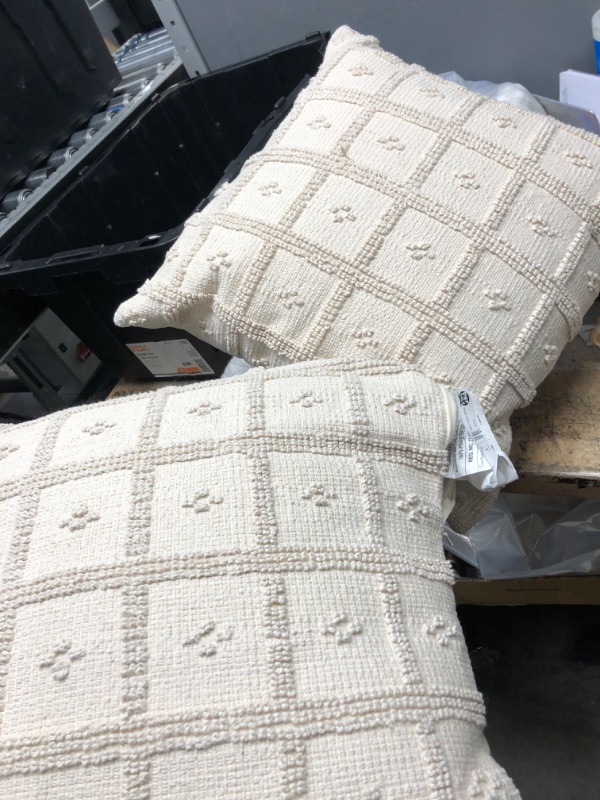 Photo 2 of 2 Woven Cotton Tufted Square Throw Pillow Cream - Threshold™ Designed with Studio McGee
