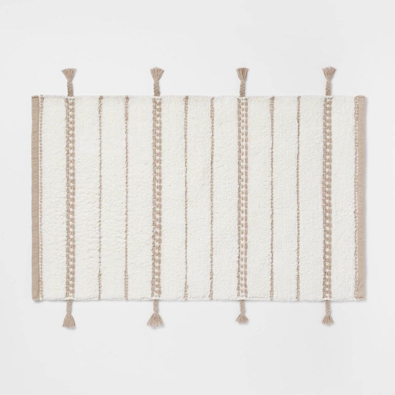 Photo 1 of 20"x32" Tassle Striped Bath Rug - Threshold™
