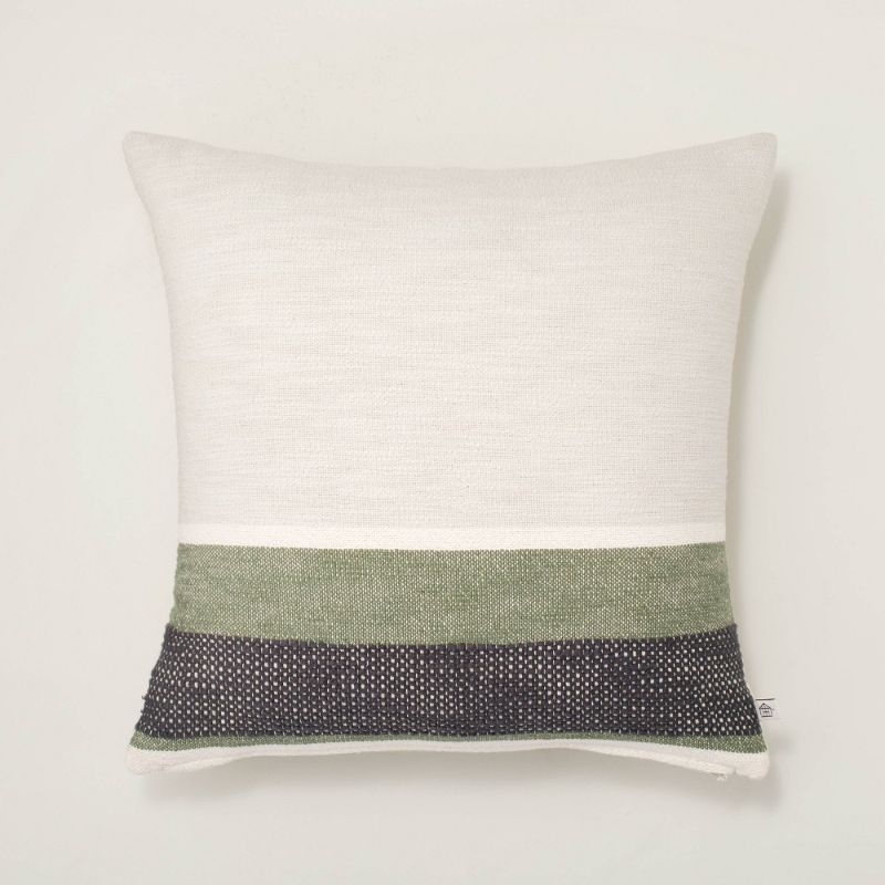 Photo 1 of 18" X 18" Striped Color Block Square Throw Pillow - Hearth & Hand™ with Magnolia
