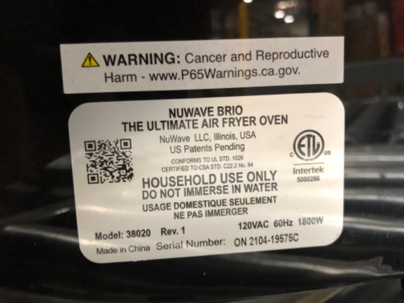 Photo 4 of NUWAVE Brio Air Fryer Smart Oven, 15.5-Qt X-Large Family Size, Countertop Convection Rotisserie Grill Combo, Non-Stick Drip Tray, Stainless Steel Rotisserie Basket.
