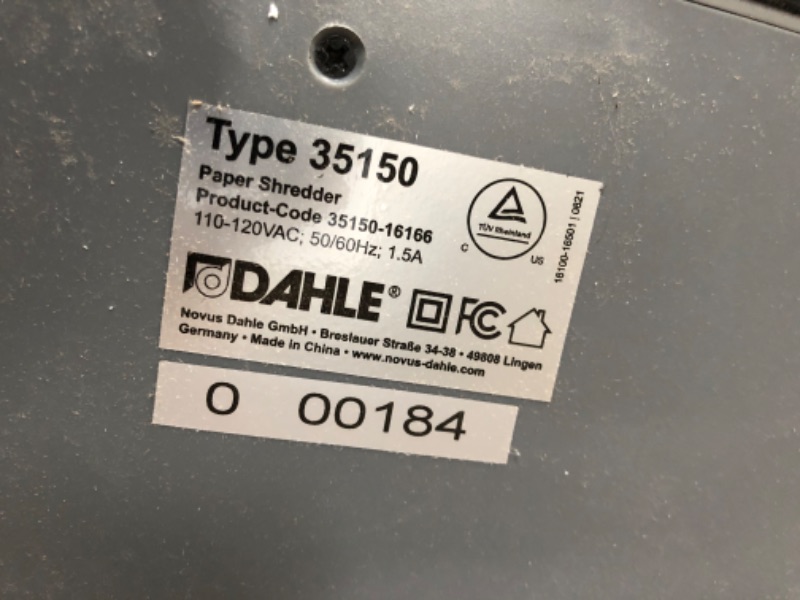 Photo 4 of Dahle ShredMATIC SM 150 Auto-Feed Paper Shredder, 150 Sheet Bin, Oil-Free, Jam Protection, Security Level P-4, 1-3 Users 150 Sheets