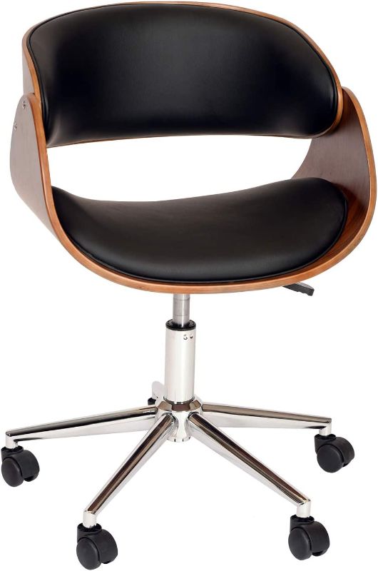 Photo 1 of Armen Living Julian Office Chair in Black Faux Leather and Chrome Finish
