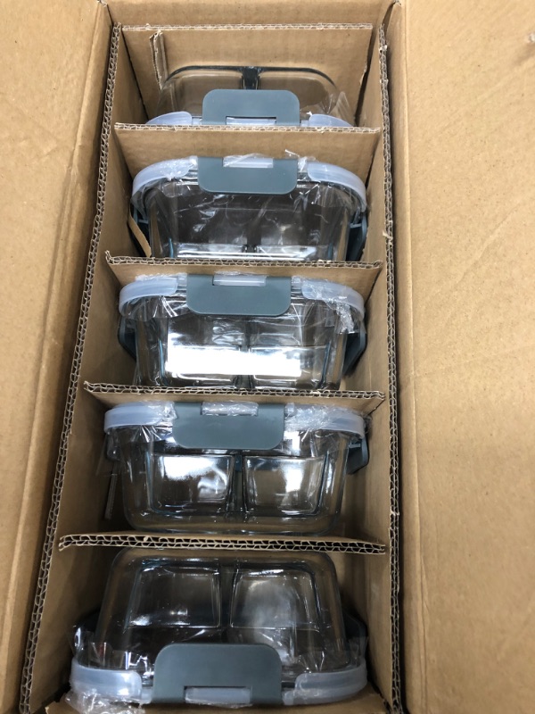 Photo 2 of [5-Packs, 36 Oz.] Glass Meal Prep Containers with Lifetime Lasting Snap Locking Lids Glass Food Containers,Airtight Lunch Container,Microwave, Oven, Freezer and Dishwasher (4.5 Cup)