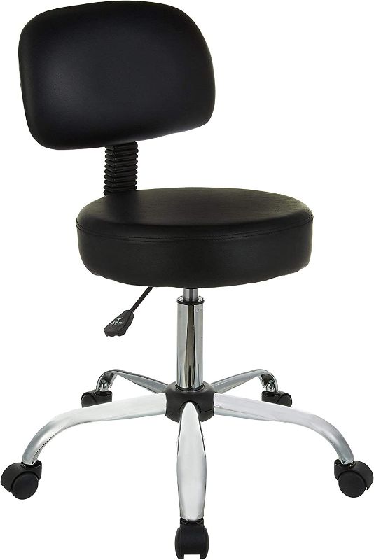 Photo 1 of Amazon Basics Multi-Purpose Drafting Spa Bar Stool with Back Cushion and Wheels - Black
