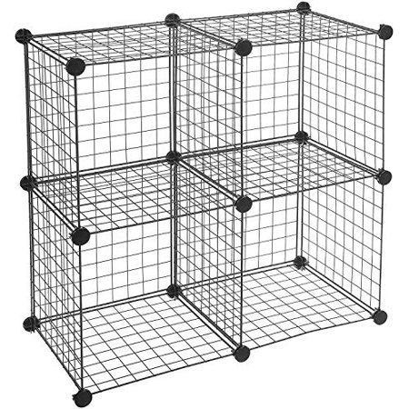 Photo 1 of 4 Cube Grid Wire Storage Shelves, Black
