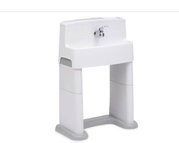 Photo 1 of Delta Children PerfectSize 3-in-1 Convertible Sink Step Stool and Bath Toy for Kids White/Grey
