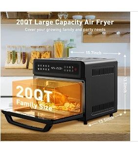 Photo 3 of 10-in-1 Air Fryer Oven, 20QT Toaster Oven Air Fryer Combo, Digital LCD Touch Screen, 6-Slice Toast, Air Fry, Roast, Bake, Dehydrates, Reheat, Oil-Free
