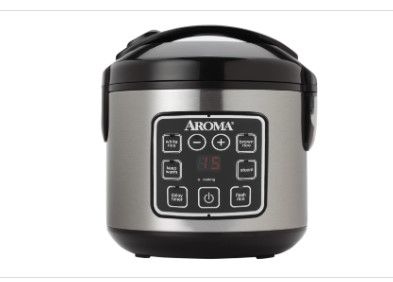 Photo 1 of Aroma 8 Cup Cooked Black & Stainless Cool Touch Digital Rice Cooker & Food Steamer - ARC-914SBD
