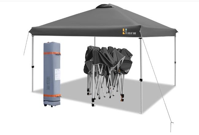 Photo 1 of 2022 LAUSAINT HOME 10'x10' Pop Up Canopy, Portable Folding Instant Canopy Tent with Roller Bag, 4 Sand Bags, Ez Up Outdoor Canopies, Quick Easy Setup Canopy, Gray
