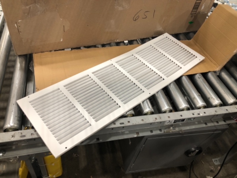 Photo 2 of 30"w X 8"h Steel Return Air Grilles - Sidewall and Ceiling - HVAC Duct Cover - White [Outer Dimensions: 31.75"w X 9.75"h]