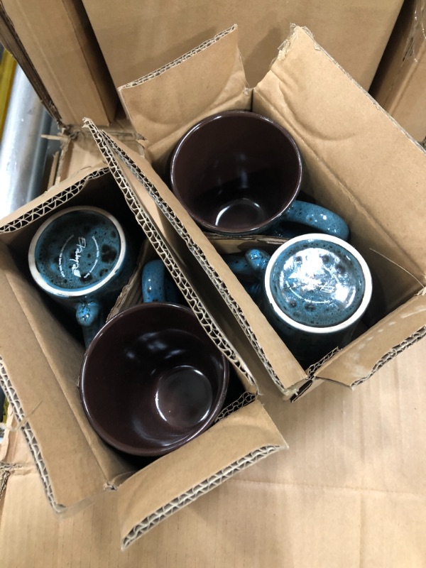 Photo 5 of 16-Piece Modern Blue Stoneware Dinnerware Set (Service for 4)