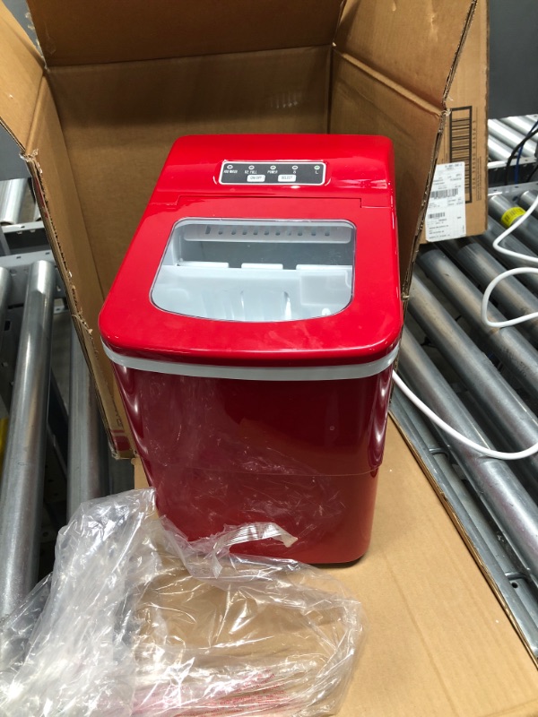 Photo 3 of AGLUCKY Counter top Ice Maker Machine,Compact Automatic Ice Maker,9 Cubes Ready in 6-8 Minutes,Portable Ice Cube Maker with Scoop and Basket,Perfect for Home/Kitchen/Office/Bar (Red)
