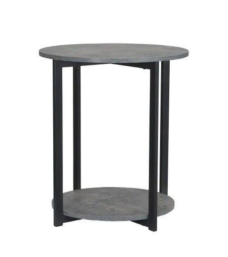 Photo 1 of 24 in. H Greystone Ashwood 2-Tier Round End Table