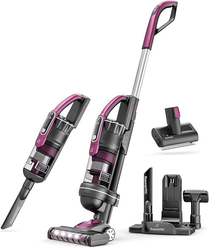 Photo 1 of ROOMIE TEC Alpha Professional Cordless Upright Vacuum Cleaner, 22Kpa Ultra Powerful Suction, with LED Headlights,Upgraded 2in1 Handheld Vac, Pet Friendly Brush and Auto Charging Base
