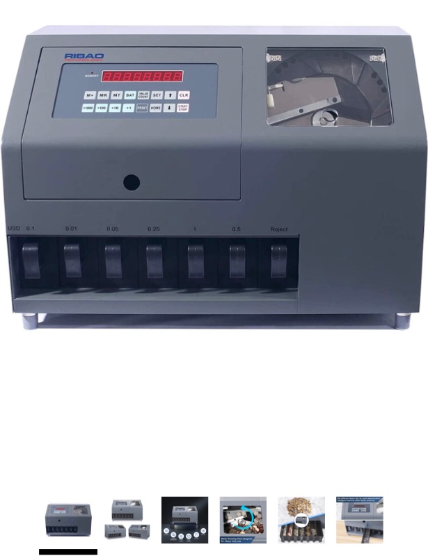 Photo 1 of Ribao CS-600B 7-Pocket High Speed Coin Counter, Heavy Duty Bank Grade Coin Sorter, Two-Year After Service