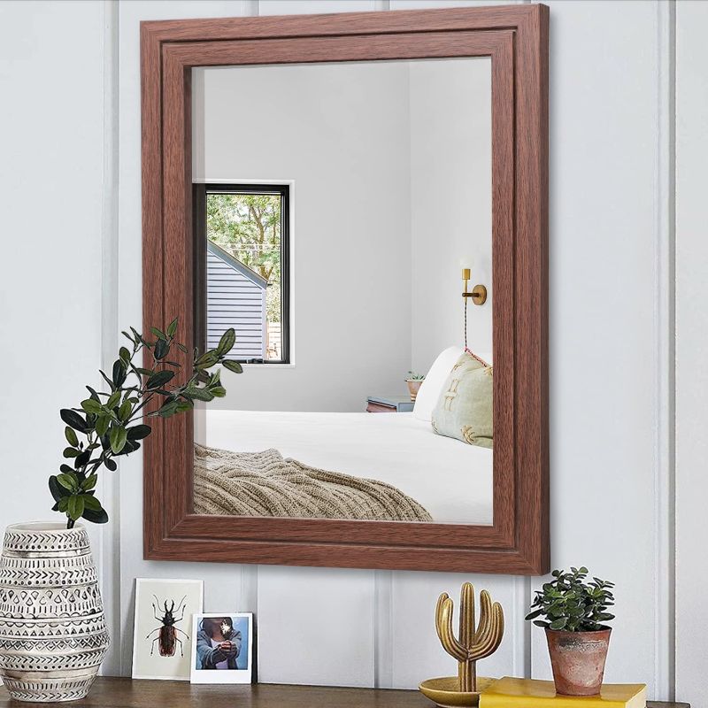 Photo 1 of AAZZKANG Rectangle Mirror Rustic Wood Hanging Mirror Decorative Farmhouse Bedroom Bathroom Mirrors for Wall Decor
