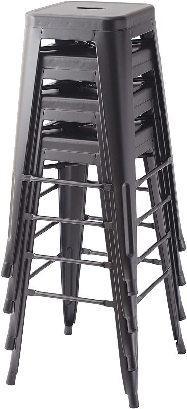 Photo 1 of Amazon Basics Metal Bar Stools - 30-Inch, Set of 4, Black
