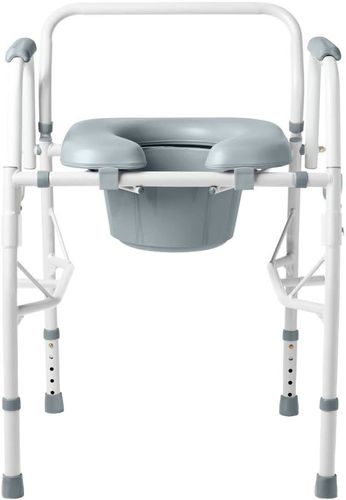 Photo 1 of Medline Drop Arm Commode, Swing Away Arm for Easy Transfer, with Padded Seat, Supports up to 350 Lbs, Gray (1232189)
