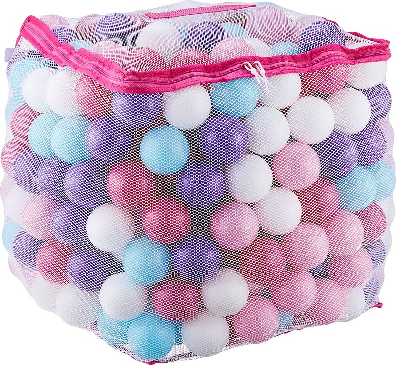 Photo 1 of Click N Play Ball Pit Balls for Kids, Plastic Refill 2.3 Inch Balls, 400 Pack, 5 Pastel Colors, Phthalate and BPA Free, IncludesClick N' Play Phthalate Free BPA Free Crush Proof Plastic Ball Pit Balls in Reusable and Durable Storage Mesh Bag with Zipper
