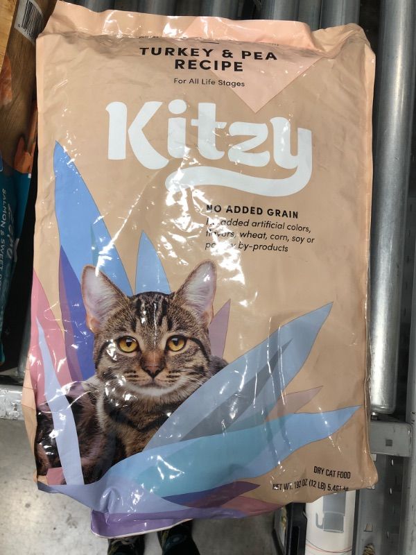 Photo 2 of **BBD: 05/2022**
Kitzy Dry Cat Food by Amazon, Turkey and Pea Recipe (12 Lb Bag)