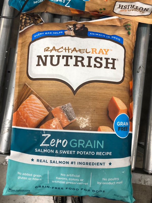 Photo 2 of **BBD: 07/2023**
 Rachael Ray Nutrish Dog Food, Zero Grain, Salmon & Sweet Potato Recipe - 23 lb