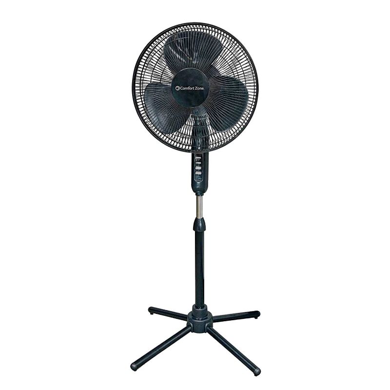 Photo 1 of Comfort Zone® 16" Black Oscillating Pedestal Quad-Pod Fan
