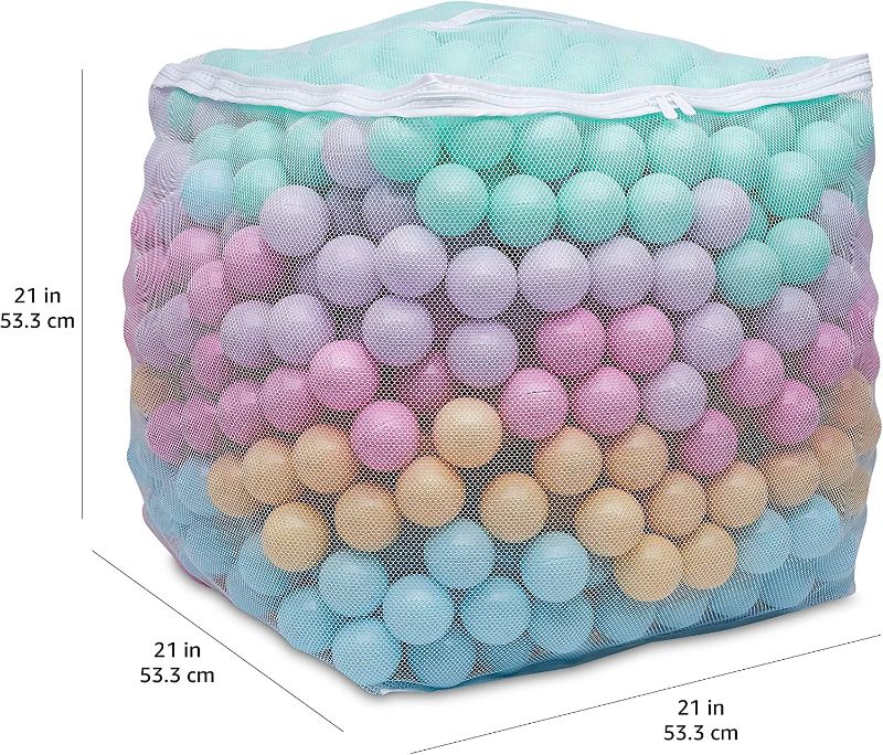 Photo 1 of Amazon Basics BPA Free Crush-Proof Plastic Ball Pit Balls with Storage Bag, Toddlers Kids 12+ Months, 6 Pastel Colors - Pack of 1000
