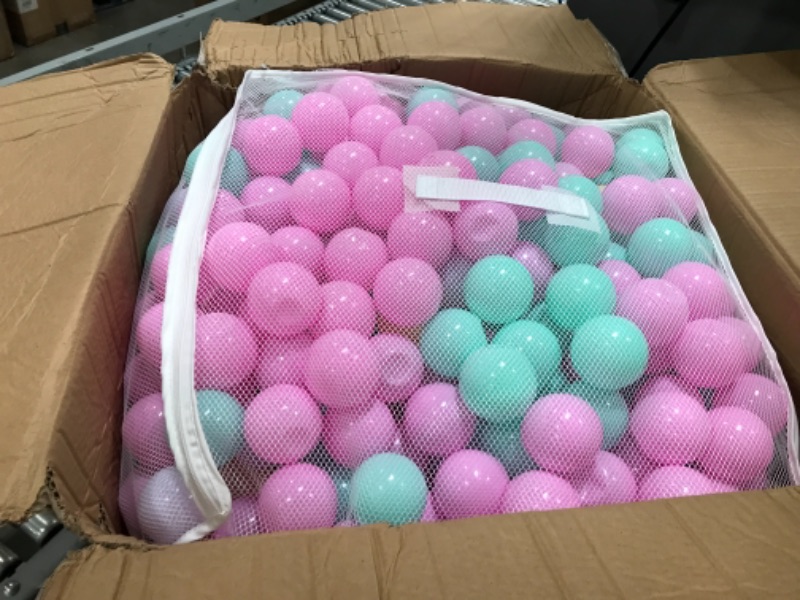 Photo 2 of Amazon Basics BPA Free Crush-Proof Plastic Ball Pit Balls with Storage Bag, Toddlers Kids 12+ Months, 6 Pastel Colors - Pack of 1000
