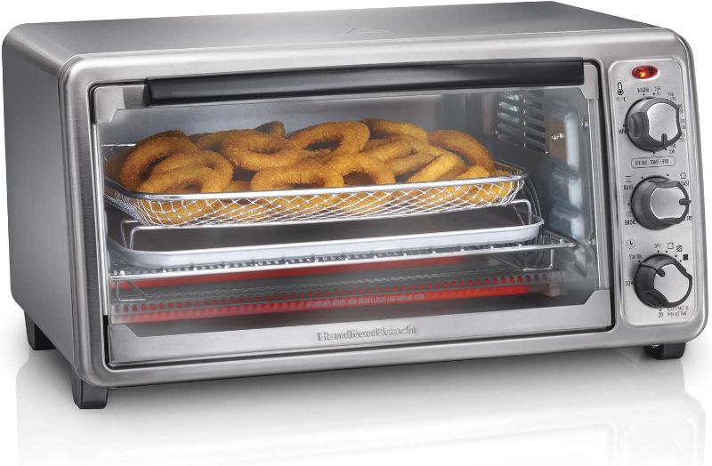 Photo 1 of Hamilton Beach 31413 Countertop Toaster Oven, with Bake Pan, 6-Slice Sure Crisp, Stainless Steel
