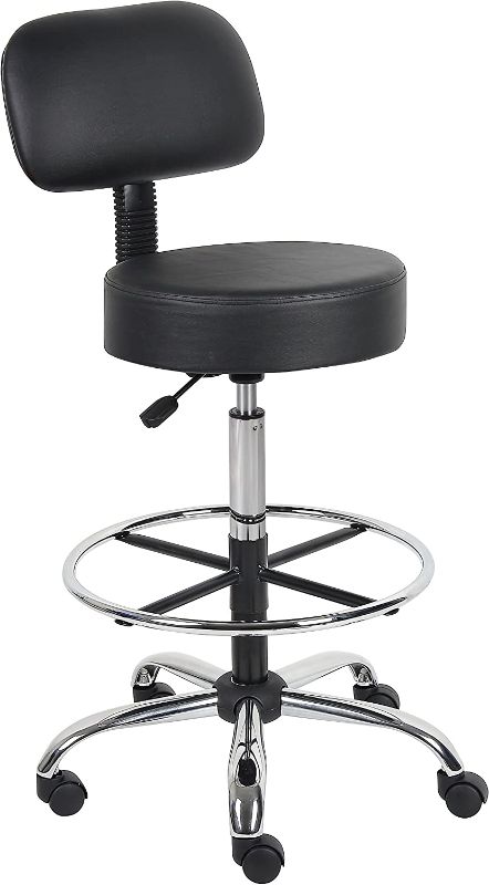 Photo 1 of Boss Office Products B16245-BK Be Well Medical Spa Drafting Stool with Back, Black
