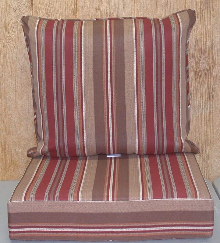Photo 1 of 
2 Pc Deep Seat Outdoor Patio Cushion Set ~ Chili Stripe