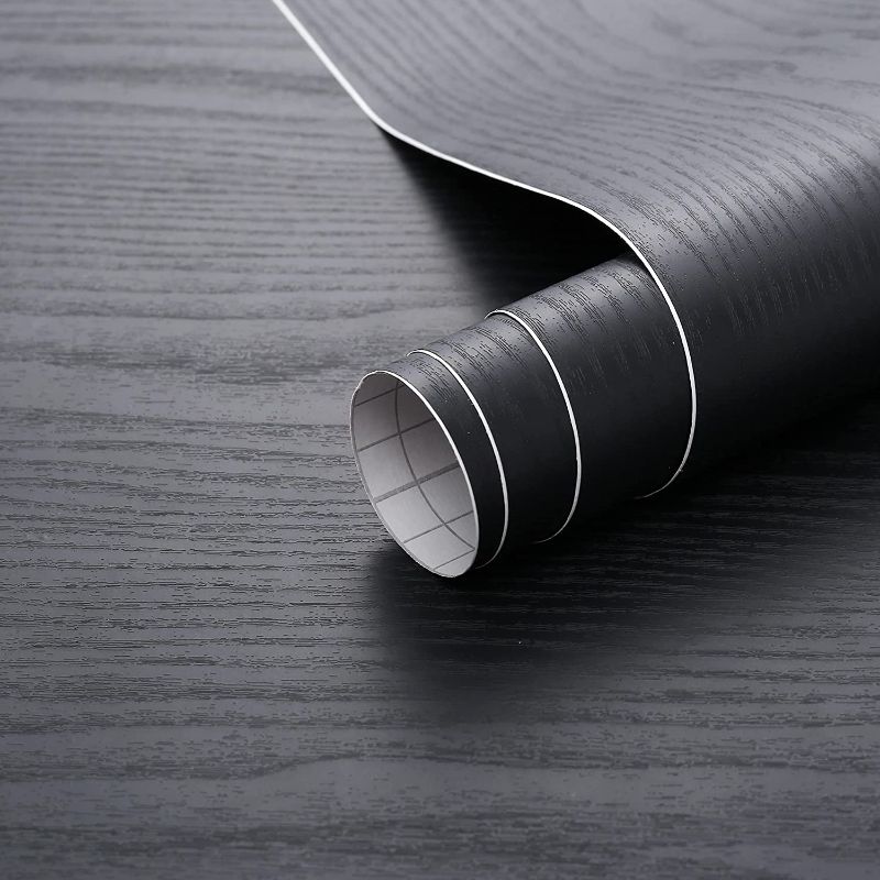 Photo 1 of Arthome Black Wood Contact Paper Peel and Stick Self-Adhesive Wallpaper,Decorative Vinyl Film for Countertop Cabinets,Easy to Clean Removable Distressed Plank Grain Vintage Wall Covering 6x118''
