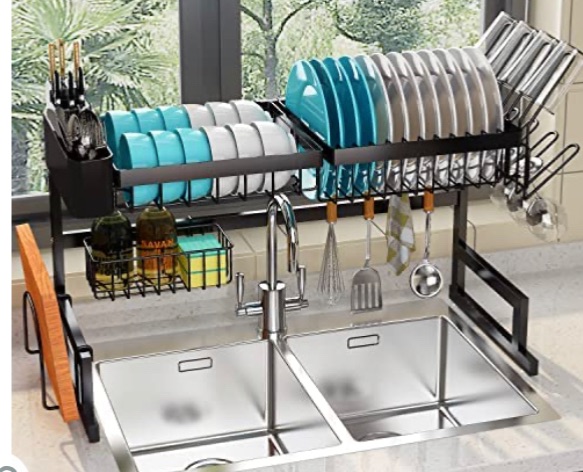 Photo 1 of Fit Sink 24"- 33" L? 2023 Version Adbiu Over Sink Dish Drying Rack (Expandable Dimension) Snap-On Design 2 Tier Large Kitchen Dish Rack Stainless Steel Counter Organization and Storage