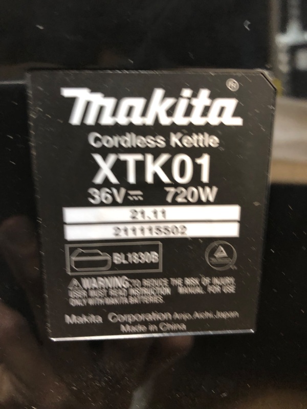 Photo 4 of "Makita XTK01Z 18V X2 36V LXT Li-Ion Cordless Hot Water Kettle - BareTool"
