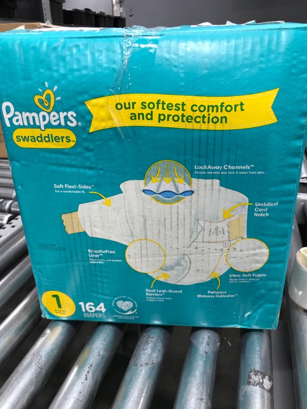 Photo 2 of Diapers Newborn/Size 1 (8-14 lb), 164 Count - Pampers Swaddlers Disposable Baby Diapers, Enormous Pack (Packaging May Vary) Size 1 (164 Count)