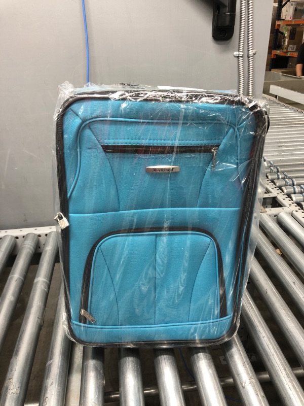 Photo 2 of Rockland Pasadena Softside Spinner Wheel Luggage, Turquoise, Carry-On 20-Inch