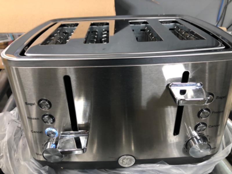 Photo 2 of GE Stainless Steel Toaster | 4 Slice | Extra Wide Slots for Toasting Bagels, Breads, Waffles & More | 7 Shade Options for the Entire Household to Enjoy | Countertop Kitchen Essentials | 1500 Watts 4-Slice